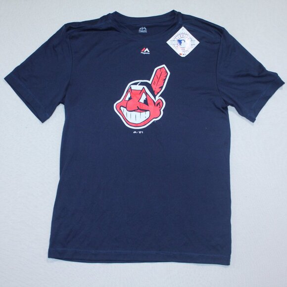 Majestic Other - Majestic Men Blue Tee Shirt Cleveland Indians Short Sleeve Coolbase Size Medium